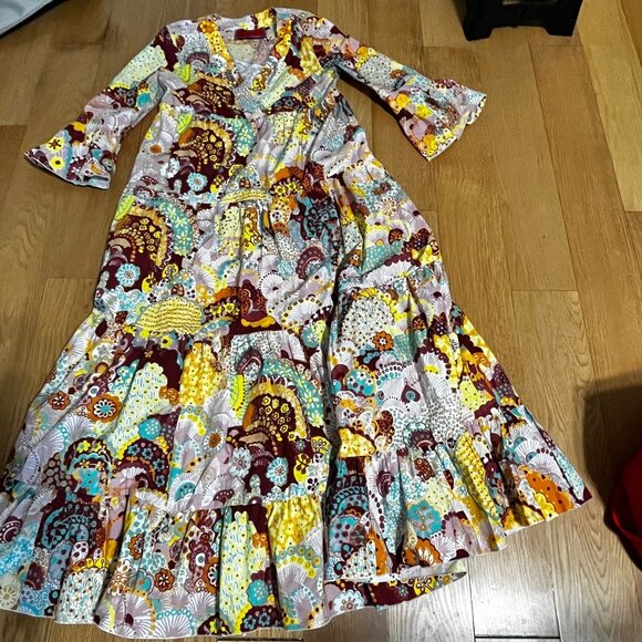 LA DOUBLEJ Jennifer Jane Holi Floral-Print Tiered Poplin Midi Dress - Picture 6 of 12